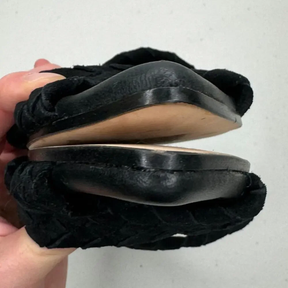 NEW RAG & BONE Lewis Black Braided Suede Pointed Open Toe Slide Slip On Sandal
